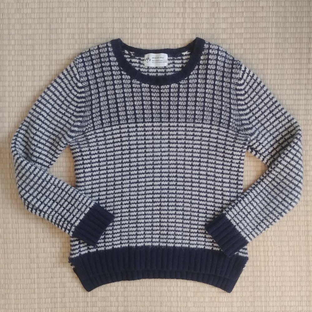 Spick and Span wool angora navy and off white cream sweater approx XS